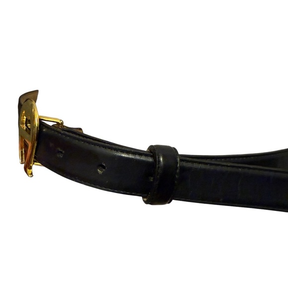 Etienne Aigner Leather Belt medium size Buckle Skinny Navy Blue Vtg - Picture 3 of 11